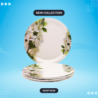 White Melamine Lavender Printed  Round Quarter Plate